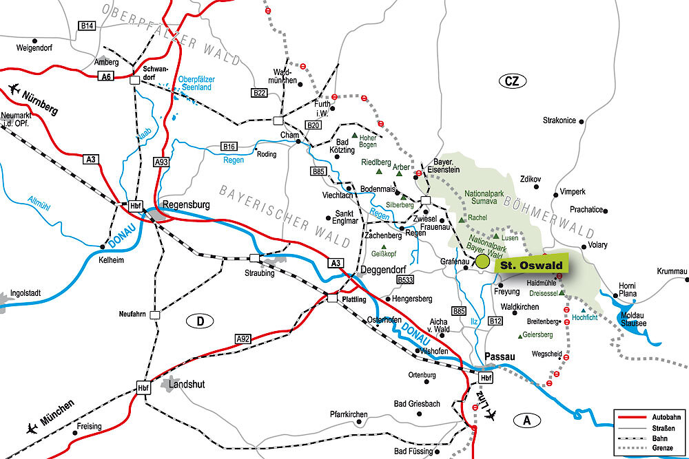 Karte Bayerischer Wald